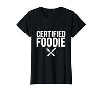 Foodie Certificado ama Comer Delicioso Foodie Camiseta gráfica económica, Mujer, Negro, L