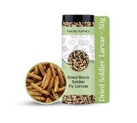 Foodie Puppies Larvas secas Black Soldier Fly de 50 g - Alimento para peces Bettas, Tetras, Arowana, Cuerno de Flor, Oscar, Loro Rojo Sangre y Otros Reptiles