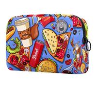 Foods of Hamburger Pizza - Neceser para mujer, neceser de viaje, bolsa organizadora de maquillaje grande con cremallera, multicolor, 18.5x7.5x13cm/7.3x3x5.1in, Neceser