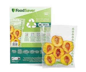 FoodSaver bolsas de envasado al vacío |Reciclables y reutilizables |Mantiene los alimentos frescos hasta 5 veces más tiempo | Sin BPA | 36 bolsas para congelar y cocer a fuego lento (20cm×25cm; 0,94l)