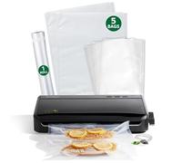 FoodSaver Envasadora al vacío con detección automática de bolsas, bolsa de sellado y rollo y aspirador de mano para almacenamiento hermético de alimentos y Sous Video, color plateado