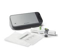 FoodSaver envasadora al vacío de alimentos con sellador manual y tubo | 1 rollo, 5 bolsas con cierre al vacío y 5 bolsas con cremallera | Color plata con detalles negros [VS2190X]