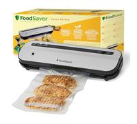 FoodSaver Envasadora al vacío | Mantiene el alimento fresco hasta 5 veces más*|Ahorra un 50% más espacio** | 1 rollo (28cm x 2,43m), 2 bolsas de sellado (0,94L), 2 bolsas con cierre (0,94L) | VS1290X