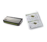 FoodSaver FFS005X-01 Envasadora al vacío, 140 W, Acero Inoxidable, Plata y negro + 3201 Bolsa envasado al vacio, Color Blanco, grande