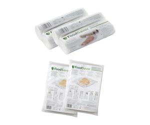 FoodSaver Kit de 4 rollos termosellables de 20 cm x 6,7 m + 96 bolsas de 20,3 x 29,2 cm (2 x 48), sin BPA, compatible con máquinas de envasado al vacío
