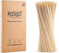 FOOGO Green 250 Brochetas de Bambú Pequeñas de 15 cm, Certificadas FSC®, Robustas de Madera, Barbacoa y Palillos para Brochetas, Pinchos de Fruta, Palillos de Cóctel, para Acampadas, Fiestas y Bodas