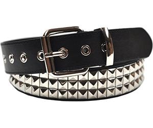 foolsGold 3 hileras con clavos Pirámide Correa en negro - 120CM (largo total 135cm)