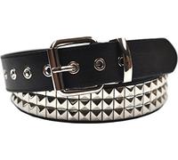 foolsGold 3 hileras con clavos Pirámide Correa en negro - 130CM (largo total 145cm)