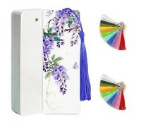 Foonary 100 unidades de papel de acuarela, 5 x 15 cm, papel de acuarela en blanco, para marcapáginas con 50 borlas, papel de acuarela para hecho a mano, tarjetas postales, marcapáginas DIY, 300 g