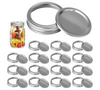Foonary 15 tapas de boca ancha Mason Jar, tapa redonda de rosca de vidrio de cal soda, tecnología de prensado, sin colador, respetuoso con el medio ambiente, tapa Twist Off para tarros, universal para