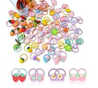 Foonary 150 gomas elásticas para el pelo de colores, pequeñas y pequeñas, con lazos, flores y frutas, como soporte para coletas y accesorios para el cabello
