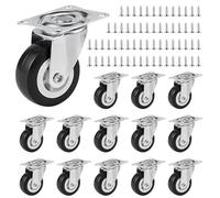Foonary 16 ruedas pequeñas para muebles de 25 mm, con freno, incluye 64 tornillos, ruedas para muebles y ruedas de transporte, pequeñas y universales, para armarios, sillas y todos los muebles