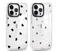 Foonary 2 Pièces Transparente Coque pour Apple iPhone 13 Pro 6,1", Etui Avec Mignon Motif Coeur Housse, Silicone Cover Bumper Protection Case pour iPhone 13 Pro, Coeur 01