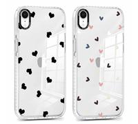 Foonary 2 Pièces Transparente Coque pour Apple iPhone XR 6,1", Etui Avec Mignon Motif Coeur Housse, Silicone Cover Bumper Protection Case pour iPhone XR, Coeur 01