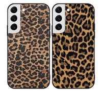 Foonary 2 Piezas Funda para Samsung Galaxy S22 5G 6,1" Carcasa con Aesthetic Leopardo Dibujos Cover, Ultra Flexible TPU Silicona Antigolpes Bumper Protectora Case para Samsung S22 5G Cover,01