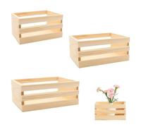 FOONARY 3 Cajas De Madera Para Vino, Frutas Y Herramientas, Sin Tapa, Reutilizables, Decorativas, Con 3 Tamaños: Pequeño (12,5 X 8,8 X 7 Cm), Mediano (16 X 12 X 7 Cm) Y Grande (20 X 15 X 7 Cm)