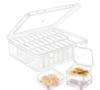 Foonary 30 cajas de almacenamiento con tapa, pequeñas y pequeñas, de plástico transparente, mini caja de almacenamiento de plástico transparente, caja pequeña para píldoras, piezas pequeñas