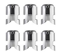 Foonary 6 tapones de acero inoxidable para botellas de champán, para champán, cava, vinos espumosos, prosecco, tapón para botellas de vino, tapón de botella, cierre a prueba de fugas