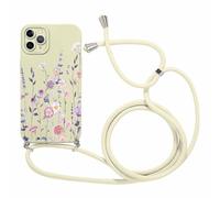 Foonary Funda con Cuerda para Apple iPhone 11 Pro MAX 6,5", Correa Colgante con Aesthetic Motivo Collar Colgar de Cuello Cadena Cordón Carcasa, Silicona Case Cover para iPhone 11 Pro MAX, Flores 02
