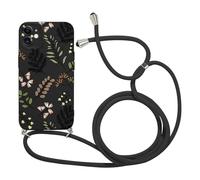 Foonary Funda con Cuerda para Apple iPhone 12 6,1", Correa Colgante con Aesthetic Motivo Collar Colgar de Cuello Cadena Cordón Carcasa, Silicona Case Cover para iPhone 12, Flores 09