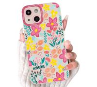Foonary Funda para iPhone 14 Flore, Aesthetic Lindo Flower Moda Dibujos Cover para Mujer Niñas, Silicona Carcasa con Antigolpes Anti-arañazos Cámara Bumper Protector Case para iPhone 14 6,1"