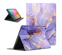 Foonary Funda para Samsung Galaxy Tab A 10,1" 2019, Aesthetic Ultra Slim PU Cuero Flip Carcasa con Función Soporte Suave TPU Plegable Folio Antichoque Cover Case para Tab A 2019, Morado Oro Marmol