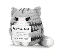Foonary Ganchillo de gato en miniatura positivo, regalo de apoyo emocional, muñeca inspiradora de punto, regalo de crochet motivador para familia, hombres, mujeres, parejas, universidad