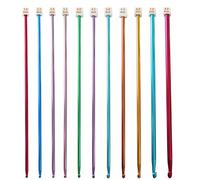 Foonary Juego de 11 agujas de ganchillo tunecinas (27 cm, 2,0 - 8,0 mm), juego de accesorios de ganchillo de aluminio (con tijeras + cinta métrica de 1,5 m + 30 botones de marcador), juego de agujas