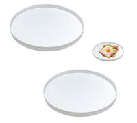 Foonary Juego de 2 bandejas Redondas - 30 cm - De plástico - con Base elevada - Bandeja Antideslizante - para Joyas, Velas perfumadas, jarrones y Alimentos - Blanco