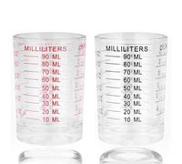 Foonary - Juego de 2 vasos dosificadores, 90 ml, color negro y rojo, para cócteles, dosificador, vaso de cristal, accesorio de cóctel, para cocina, bar, fiesta, cóctel, tequila,vodka,café,vasos de