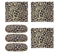 Foonary Juego de 3 fundas para gafas de mujer, diseño de leopardo, estuche duro, compacto y portátil, incluye 3 paños de limpieza, práctico juego de almacenamiento para todo tipo de gafas