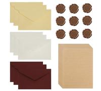 Foonary Juego de 33 papeles de carta vintage, con sobre, 15 papel de carta A5 con patrón vintage, 9 sobres de lino suave, 9 sellos de cera para decoración para cartas de amor, invitaciones y cartas de