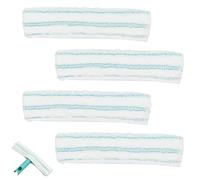 Foonary Juego de 4 limpiacristales de microfibra, funda de repuesto compatible con Leifheit juego de limpieza de ventanas, 27,5 x 7 cm, para cristal, espejo, azulejos, color blanco y verde