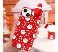Foonary Navidad Funda para iPhone 14/iPhone 13, Navideño Carcasa con Aesthetic Papanoel Diseño Xmas Dibujos Muñecas Christmas Cover, Silicona Antigolpes Weihnachts Case para iPhone 14 6,1",Rojo