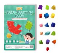 Foonary Pull String 3D Geometry Learning Book - Juego de geometría para escuela primaria con 16 modelos geométricos sólidos, material de enseñanza sobre fórmulas de volumen y superficie, cuerpos