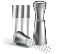 Foonii Wdt Tool, distribuidor de café desmontable con soporte con 7 agujas de café expreso de 0,3 mm, herramienta Wdt de aluminio, distribuidor de café, regalos para baristas (plata)