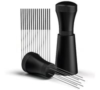 Foonii Wdt Tool, Distribuidor de café Desmontable con Soporte con 7 Agujas de café expreso de 0.3 mm, Herramienta Wdt de Aluminio, Regalos para Baristas, Color Negro (15 Agujas en Total)