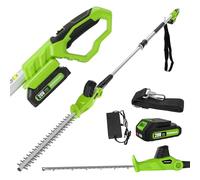 FOONNUN Cortasetos eléctrico de 20 V, Cortasetos inalámbricos, Cortasetos con batería con batería de Litio de 2,0 Ah y Cargador, Longitud de la Hoja 410 mm, Apertura de los Dientes 16 mm