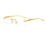 FOOOZ Moda Vintage sin montura Gafas de sol cuadradas Mujeres Hombres Diseñador de marca de lujo Viajes populares Conducción Metal Leopard Head Gafas de sol, oro claro, talla única