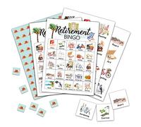 Foosproea Tarjetas de bingo de jubilación, juego de jubilación para 24 jugadores, actividades de oficina familiares y amigos, suministros de fiesta de jubilación (12)