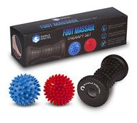 Foot Massager Roller & Spiky Ball Therapy Set - Massage Tool for Muscle Pain Relief from Plantar Fasciitis | Best for Trigger Point Release, Acupressure Reflexology with eBook Guide (3-Piece Set)