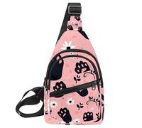 Foot Prints and Daisy Flower (3) Bolsa de pecho cruzada para viajes, deportes, correr, senderismo, Multicolor 09, 11.8x7x1.5in/30x18x4cm