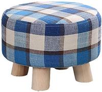 Foot Stool Ottoman Footrest Solid Wood Foot Stool,Cotton and Linen Fabric,Available In Five Colors and Two Sizes.Non-Slip Mat,Fabric Stool(Color:Dark Blue,Size:25cm) (20cm Darkblue