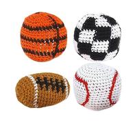 Footbags Deportivos | Pack de 4 con Tema Deportivo Colorido - Footbag Malabares Colorido - Interior, Exterior, Patio, Jardín, Playa, Césped, Parque, y Reuniones Familiares