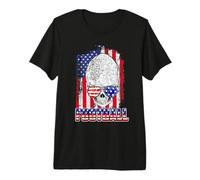 Football American Flag Skull Sunglass Patriotic 4th July Camiseta Premium