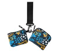 Football Art Doodle Retro 70s 80s - Fundas para tarjetas para mujer, soporte para cambio delgado, desmontable con bolsillo con cremallera para uso diario, 2 paquetes
