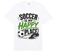 Football Collection Soccer is My Happy Place Comfort Colors Adult Heavyweight T-Shirt