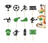 Football Cupcake Toppers 12-Piece Set | 2D Sports Ball Picks For Desserts, Pastries & Cupcakes, Perfect For Home, School, Birthday Parties, Game Day, Celebrations, Men, Boys & Kids