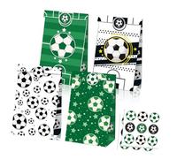 Football Designs - Bolsas de regalo de papel kraft prácticas con calcomanías temáticas de fútbol para planificación de eventos, decoración de fiestas temáticas deportivas