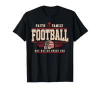 Football Faith Family Football American Flag Sports Player Camiseta
